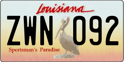 LA license plate ZWN092