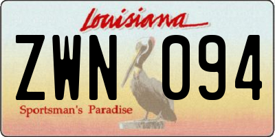 LA license plate ZWN094