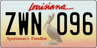 LA license plate ZWN096