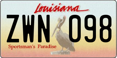 LA license plate ZWN098