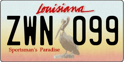 LA license plate ZWN099