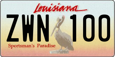 LA license plate ZWN100