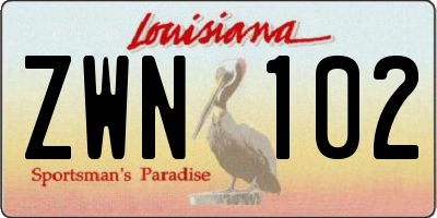 LA license plate ZWN102