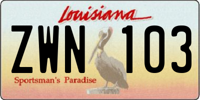 LA license plate ZWN103