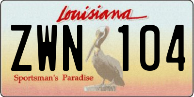 LA license plate ZWN104