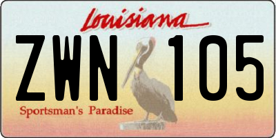 LA license plate ZWN105