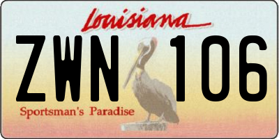 LA license plate ZWN106