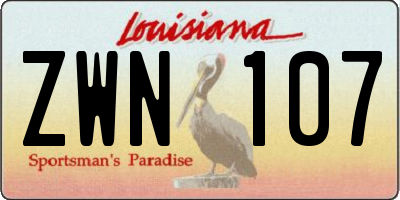 LA license plate ZWN107