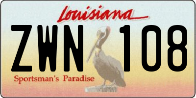 LA license plate ZWN108