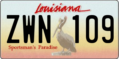 LA license plate ZWN109