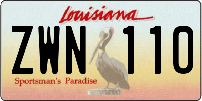 LA license plate ZWN110