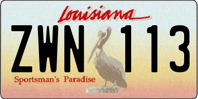 LA license plate ZWN113