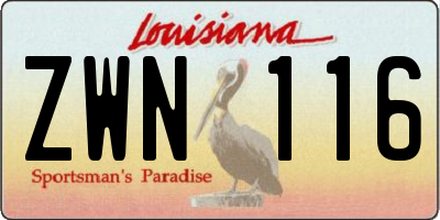 LA license plate ZWN116