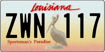 LA license plate ZWN117