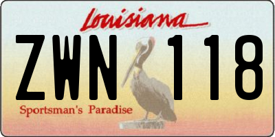 LA license plate ZWN118