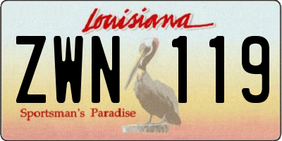 LA license plate ZWN119