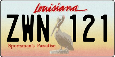 LA license plate ZWN121