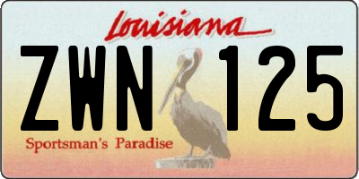 LA license plate ZWN125