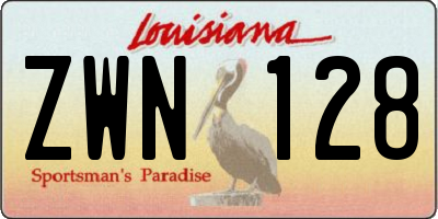 LA license plate ZWN128