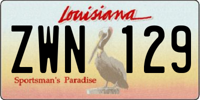 LA license plate ZWN129