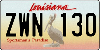 LA license plate ZWN130