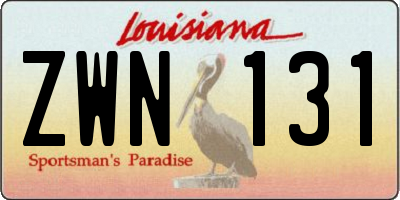 LA license plate ZWN131