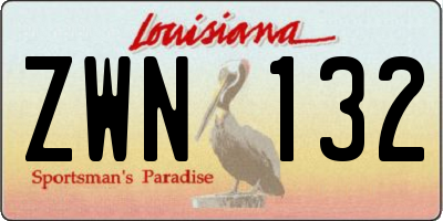 LA license plate ZWN132