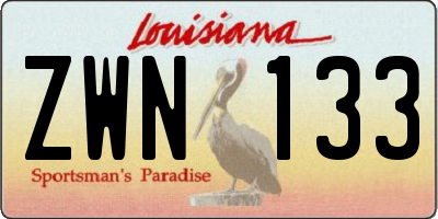 LA license plate ZWN133