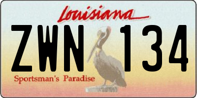 LA license plate ZWN134