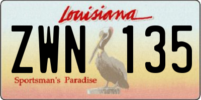 LA license plate ZWN135