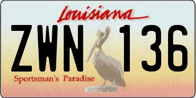 LA license plate ZWN136