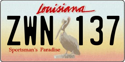 LA license plate ZWN137