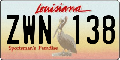 LA license plate ZWN138