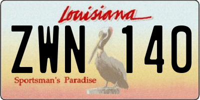 LA license plate ZWN140