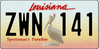 LA license plate ZWN141