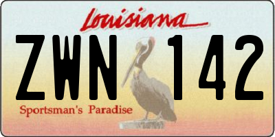 LA license plate ZWN142