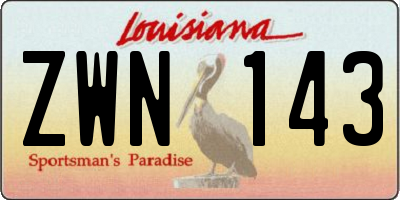 LA license plate ZWN143