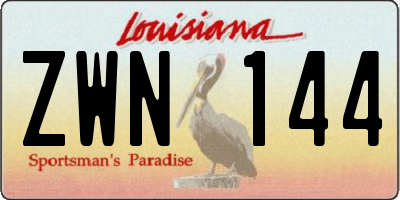 LA license plate ZWN144