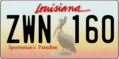LA license plate ZWN160