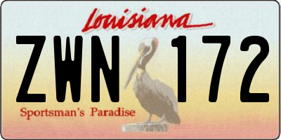 LA license plate ZWN172