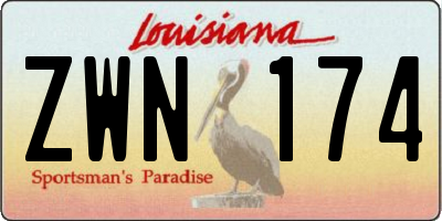 LA license plate ZWN174