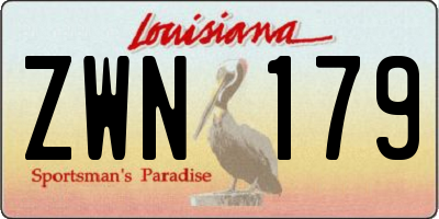 LA license plate ZWN179