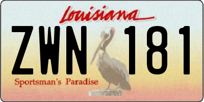 LA license plate ZWN181