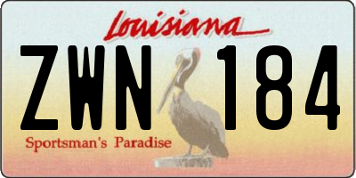 LA license plate ZWN184