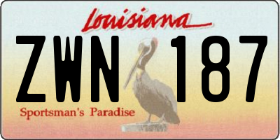 LA license plate ZWN187