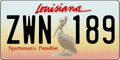 LA license plate ZWN189