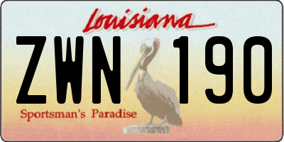 LA license plate ZWN190