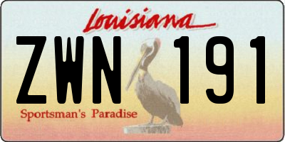 LA license plate ZWN191