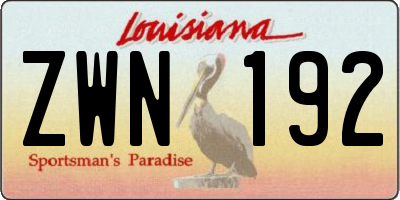 LA license plate ZWN192