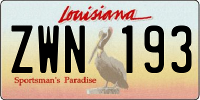 LA license plate ZWN193